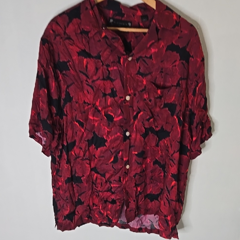 Floral Red and Black Mens Top